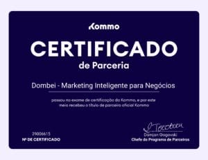 Certificado de parceria Kommo CRM oficial Dombei