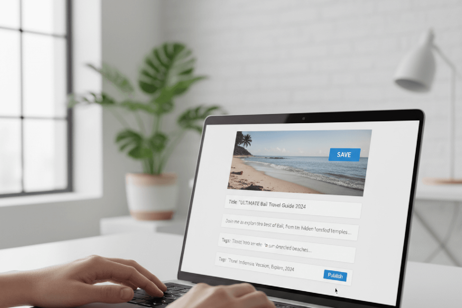 Checklist de SEO para Vídeos sendo aplicado em um laptop por um profissional de marketing.