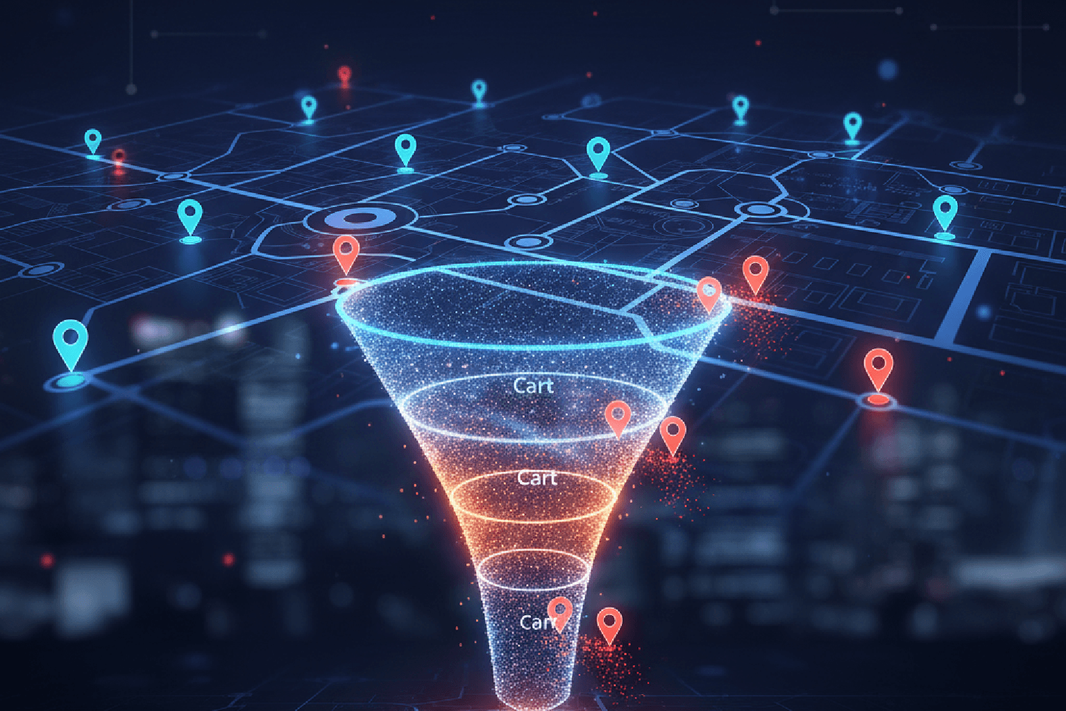 Ilustração do trackeamento avançado como um GPS da jornada de compra em um e-commerce.