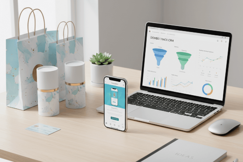 Ilustração mostrando a conexão entre a social media de um e-commerce e um CRM para transformar engajamento em vendas.