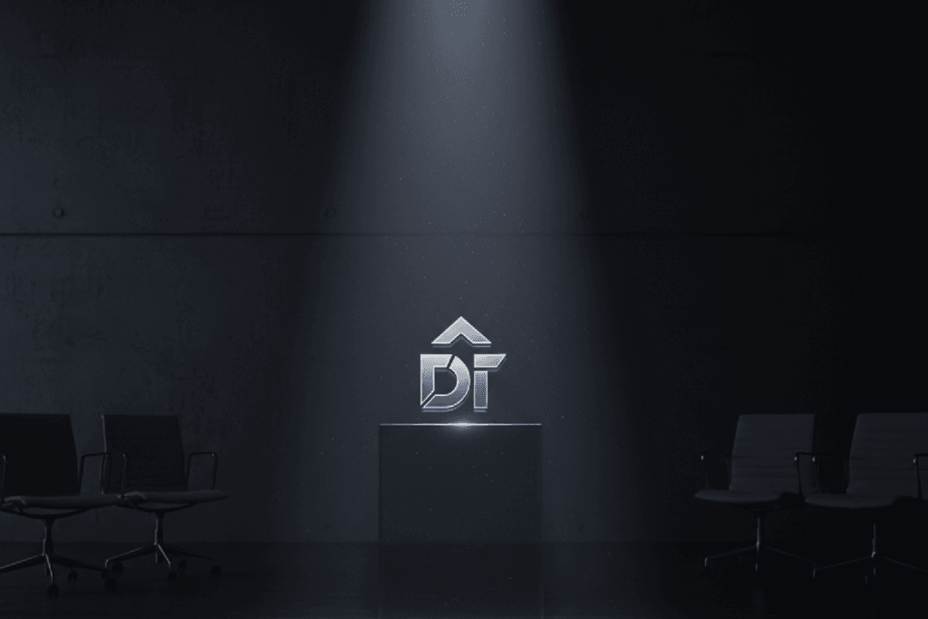 Palco com holofote iluminando um pedestal, simbolizando o conceito de marketing de autoridade e como virar referência de mercado.