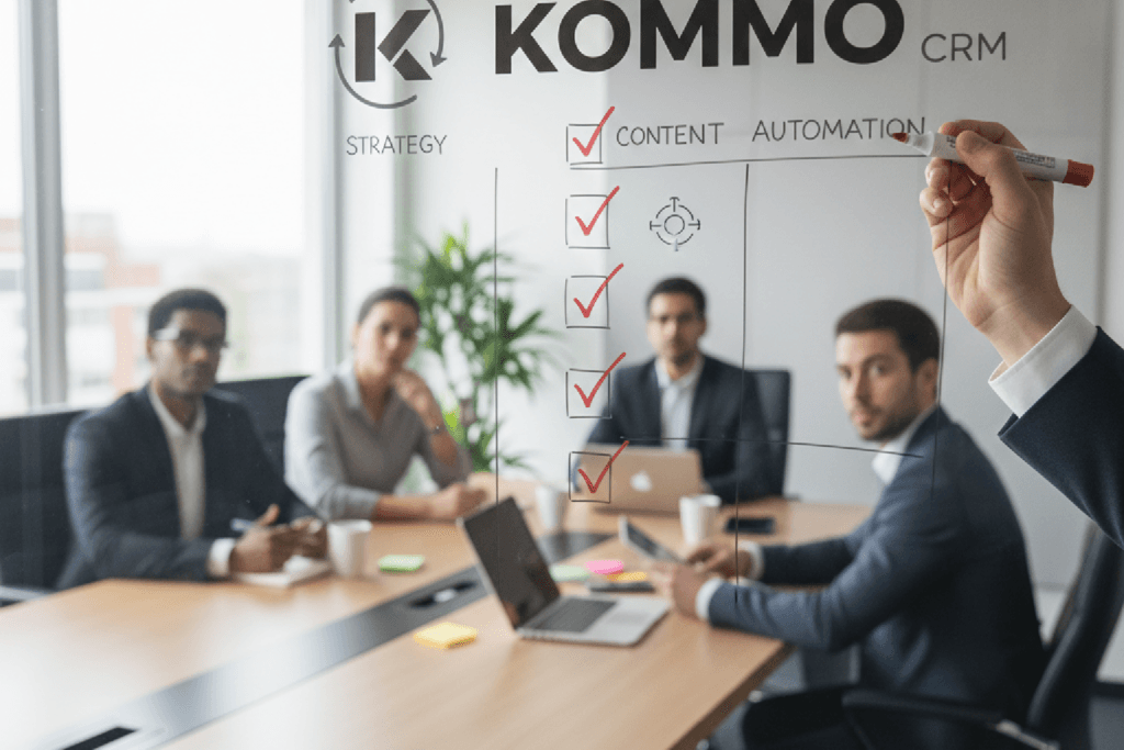 Scorecard com perguntas para avaliar um parceiro Kommo e o nível de estratégia da agência.