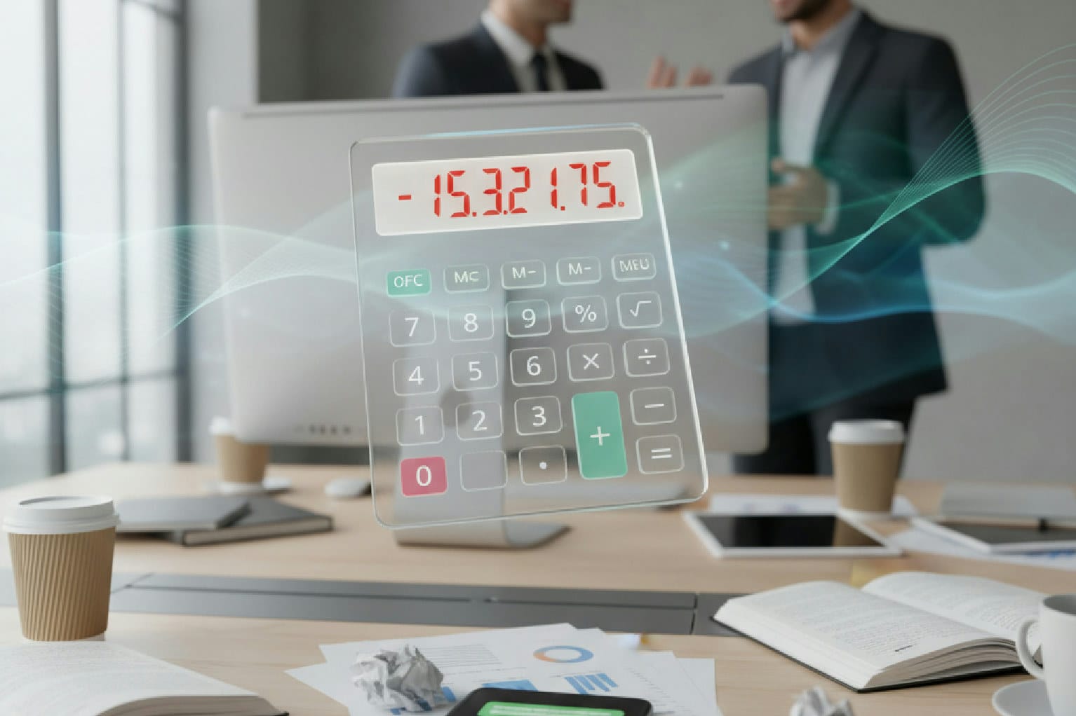Imagem de uma calculadora mostrando um valor negativo, simbolizando o prejuízo financeiro da perda de leads ao não usar um CRM.